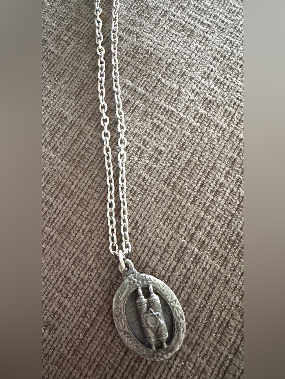 3 Vintage Silver Tone Judaica Pendant Necklaces - Torah, Zodiac, Chai